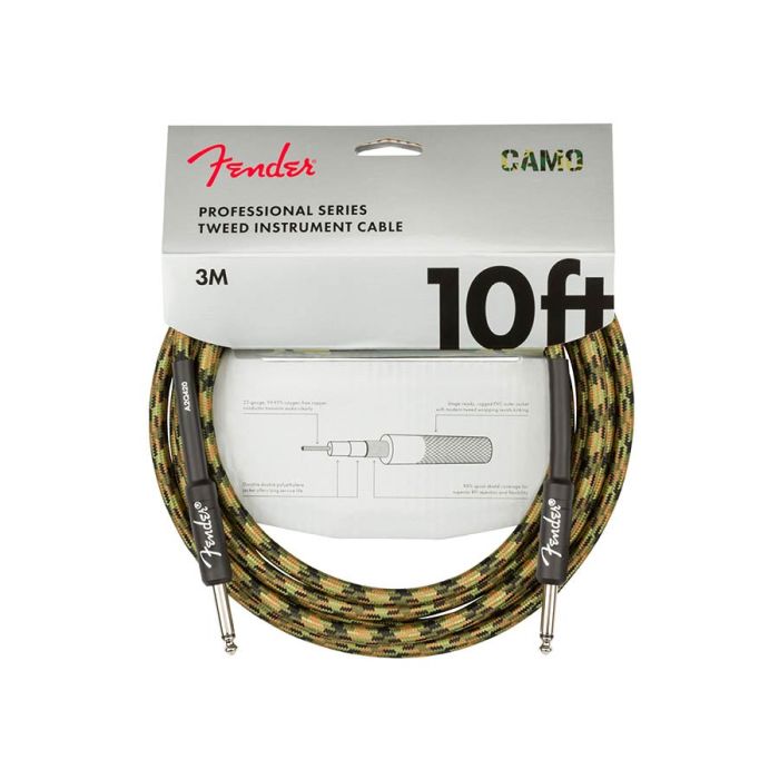 Fender Professional Series instrument cable 2x jack (metal) 10', woodland camo