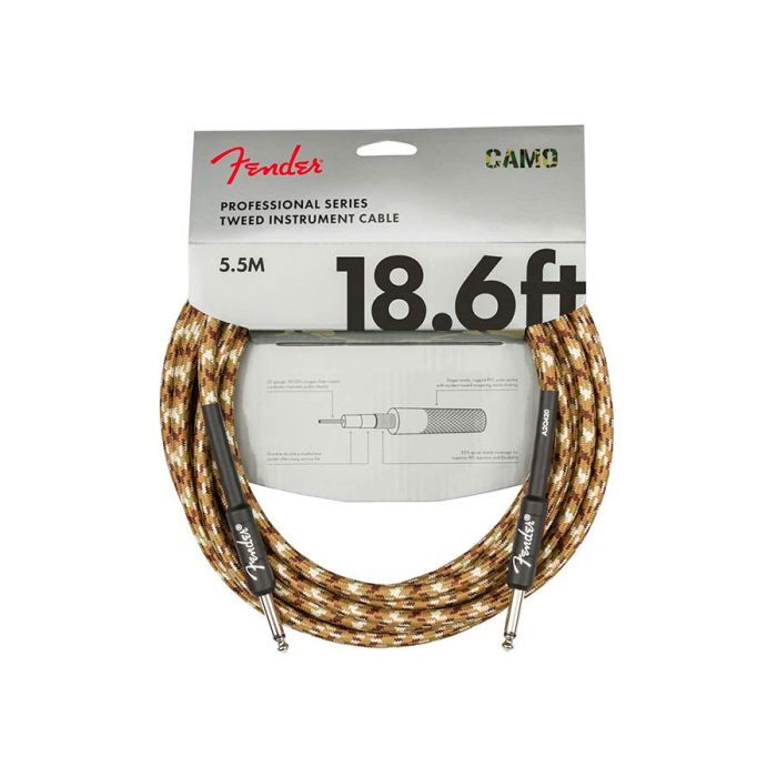 Fender Professional Series instrument cable 2x jack (metal) 18.6', desert camo