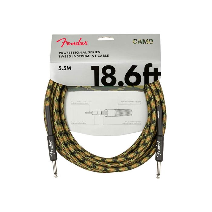 Fender Professional Series instrument cable 2x jack (metal) 18.6', woodland camo