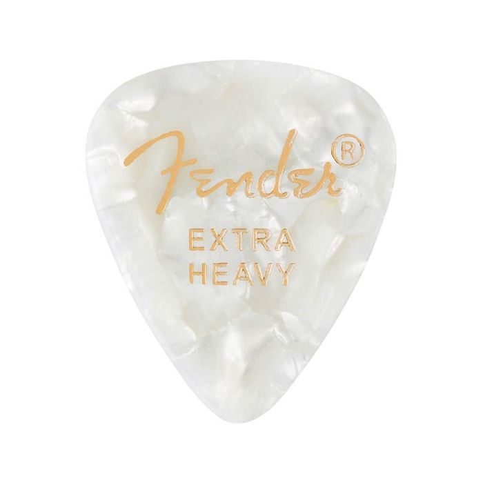 Fender 351 shape premium picks, extra heavy, white moto, 12-pack