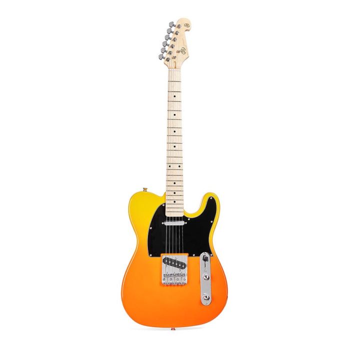 SX Modern Series TE style electric guitar with gigbag, burning fire