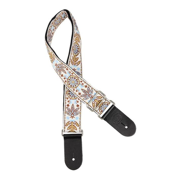 Gaucho Traditional Series guitar strap, 2inch  jacquard weave, leather slips, multi colors