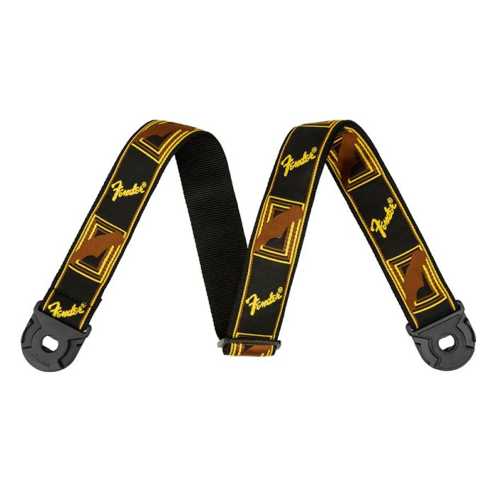 Fender Quick Grip 2" guitar strap, black/yellow/brown