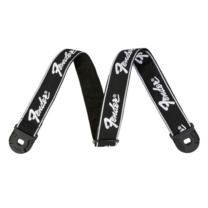 Fender Quick Grip 2" guitar strap, black with white running logo