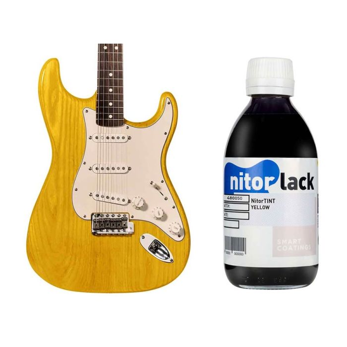 NitorLACK NitorTINT dye yellow for electric and classical/flamenco guitar - 250ml bottle