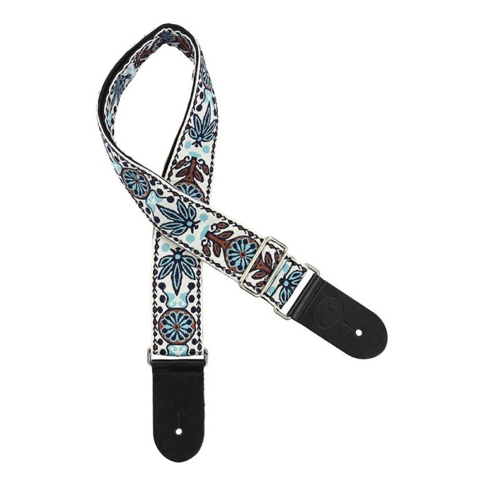 Gaucho Traditional Series guitar strap,2 inch jacquard jacquard weave, leather slips, multi colors0