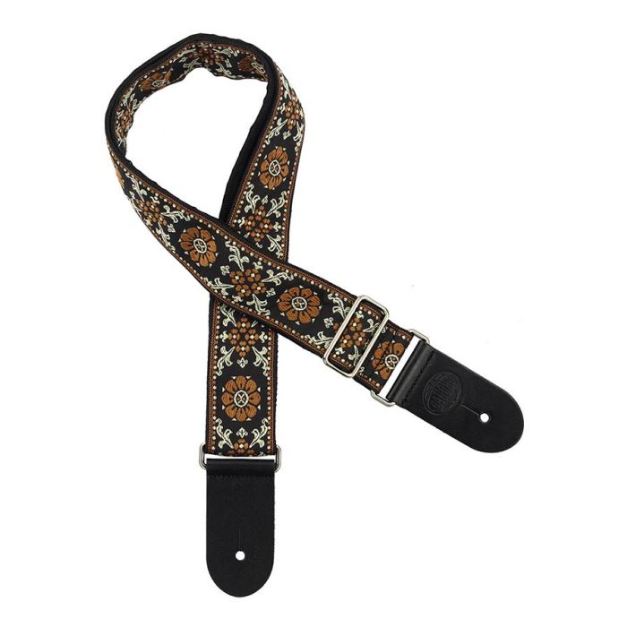 Gaucho Traditional Series guitar strap,2 inch jacquard jacquard weave, leather slips, multi colors1