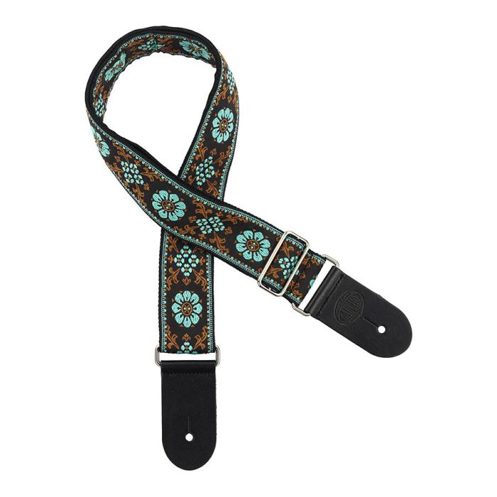 Gaucho Traditional Series guitar strap,2 inch jacquard jacquard weave, leather slips, multi colors2