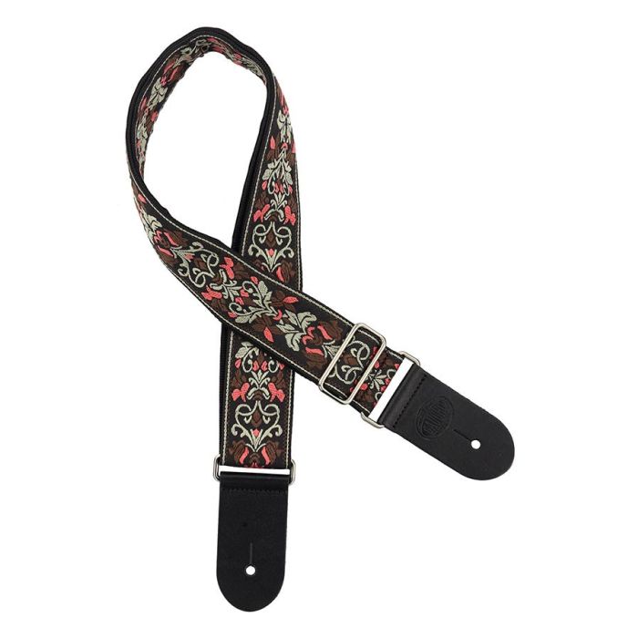 Gaucho Traditional Series guitar strap,2 inch jacquard jacquard weave, leather slips, multi colors4