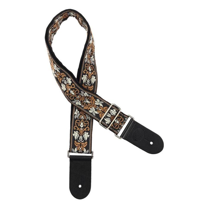 Gaucho Traditional Series guitar strap,2 inch jacquard jacquard weave, leather slips, multi colors6