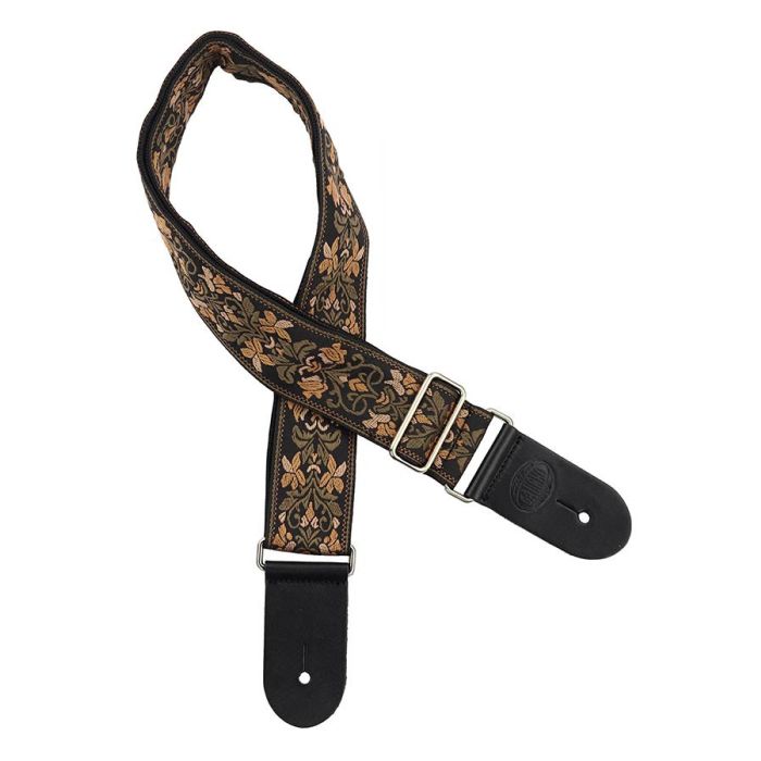 Gaucho Traditional Series guitar strap,2 inch jacquard jacquard weave, leather slips, multi colors7