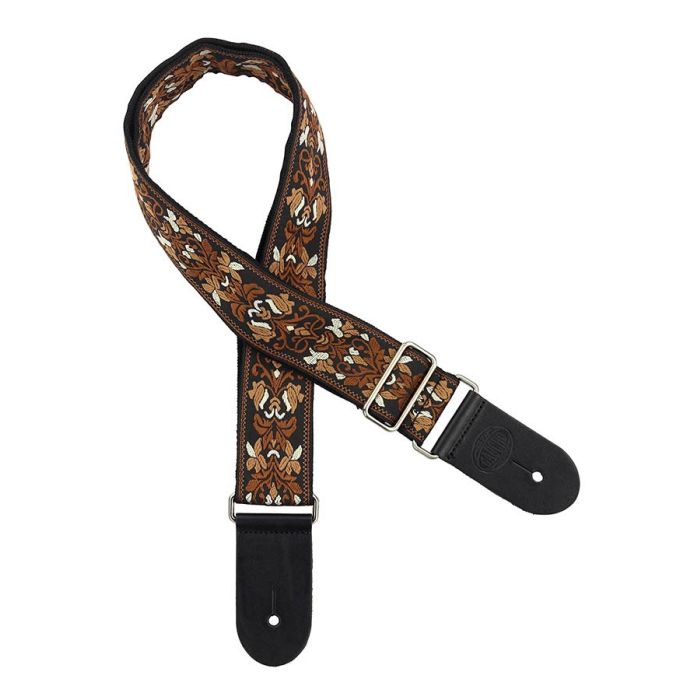 Gaucho Traditional Series guitar strap,2 inch jacquard jacquard weave, leather slips, multi colors9