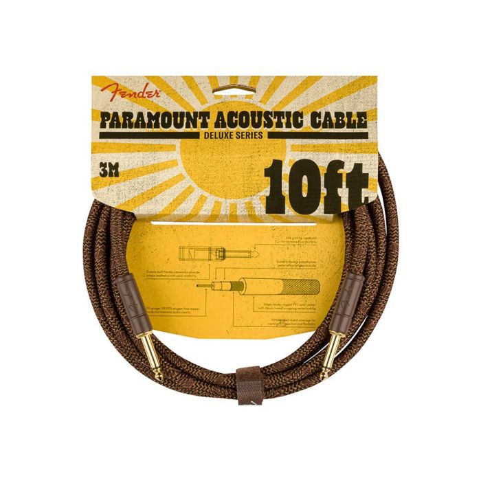 Fender Paramount 10' acoustic instrument cable, brown