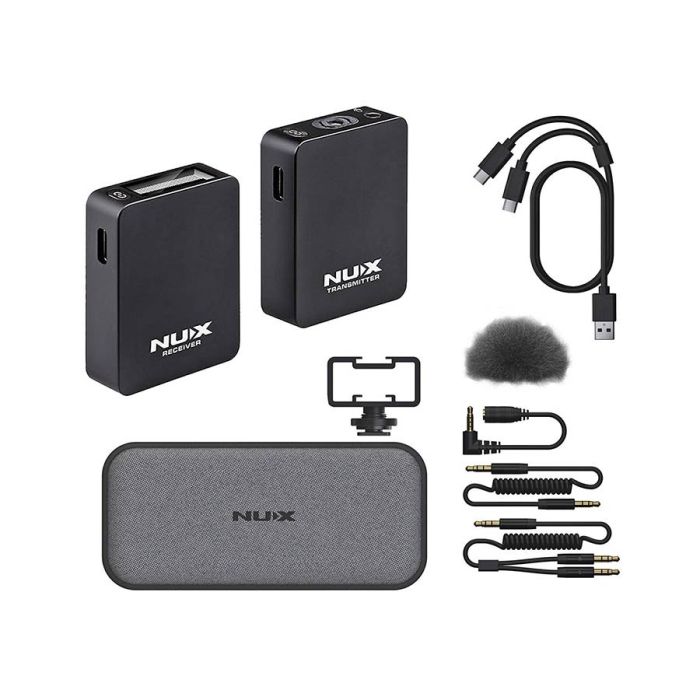 NUX Wireless 2.4GHz wireless vlog system, omnidirectional electret condenser microphone and receiver