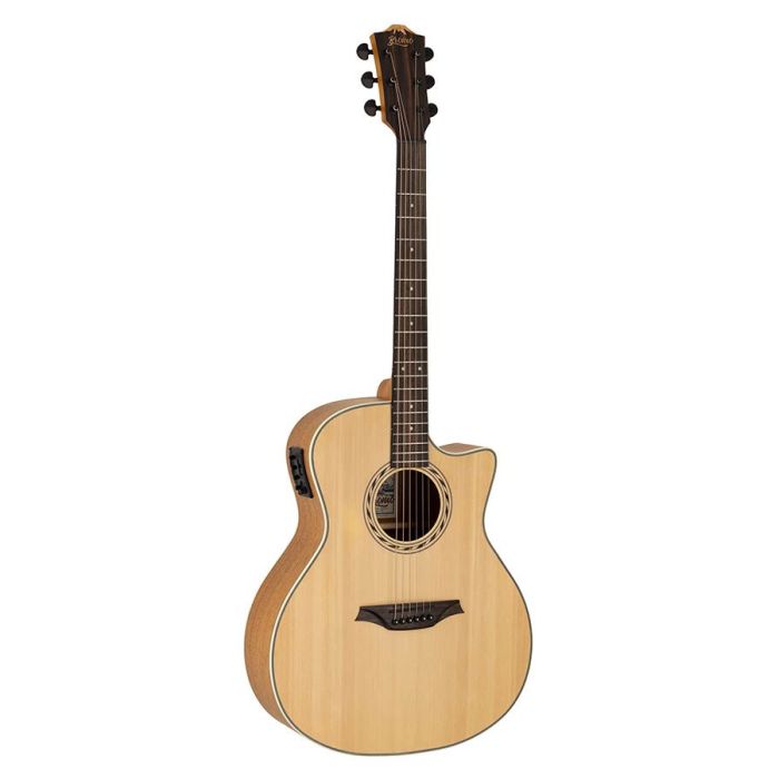 Bromo Appalachian Series auditorium guitar, cutaway with EQ, amara ebony fb, natural