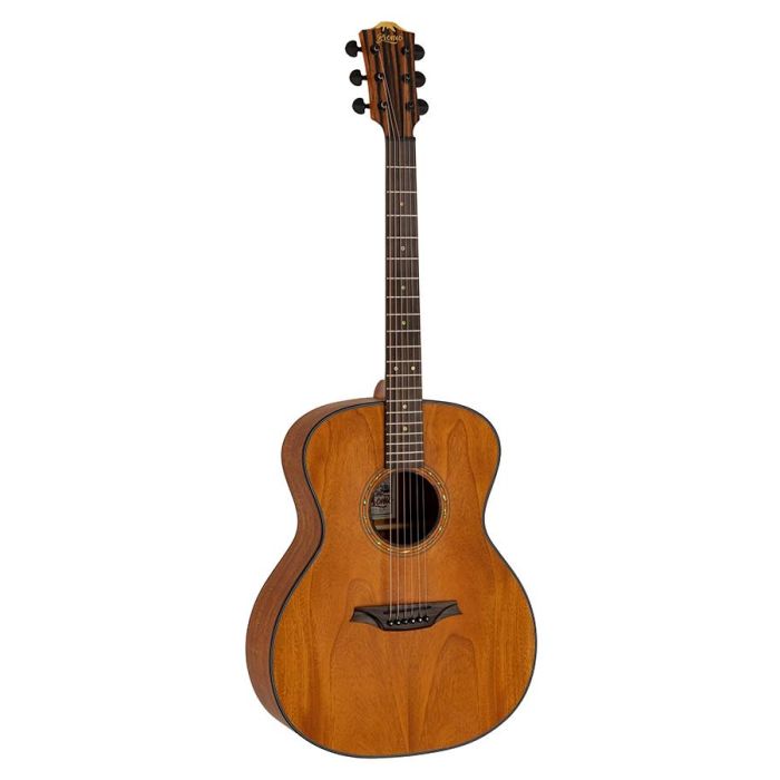 Bromo Tahoma Series auditorium guitar with solid mahogany top, amara ebony fb, natural