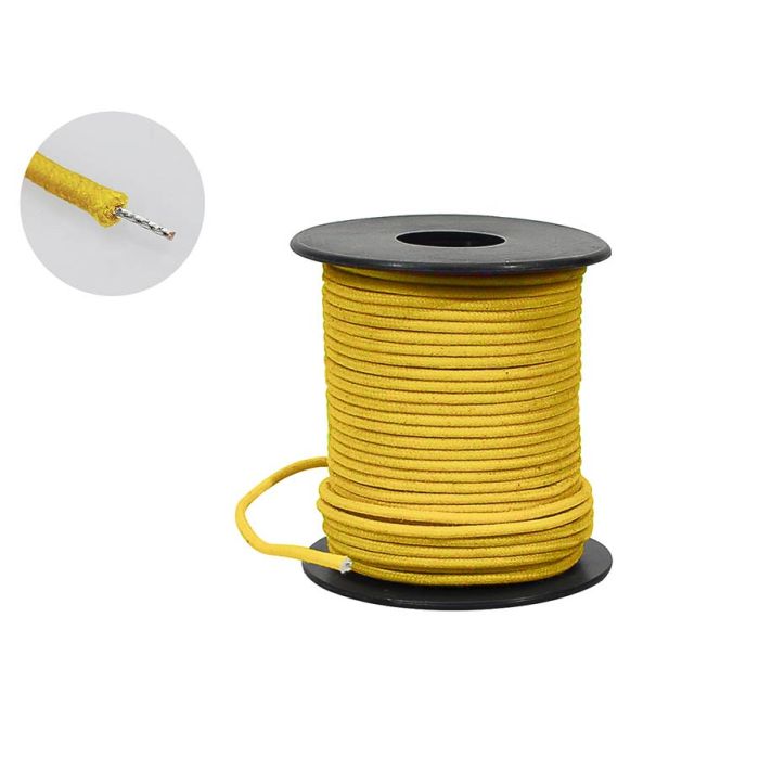 Boston USA made (Gavitt) waxed cotton braided push back wire, yellow, 50 feet