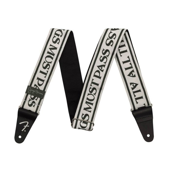 Fender George Harrison ATMP Logo guitar strap, white/black polyester, 2"