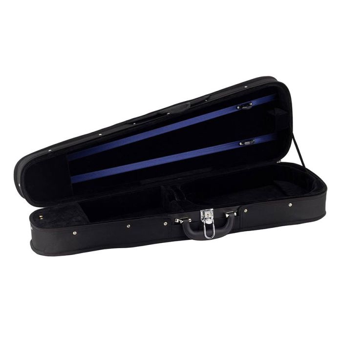 Leonardo Student series wooden violin case 4/4, shaped, 2 straps, black, black plush interior