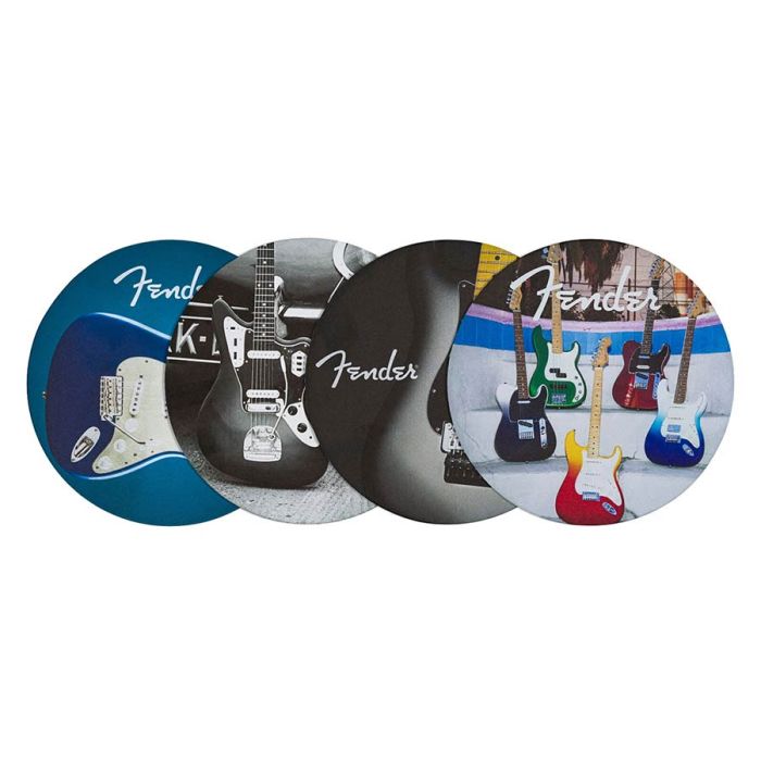 Fender guitar coasters, multi-colour leather, 4 pcs.