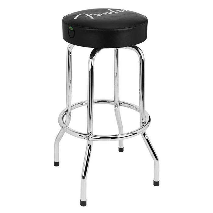 Fender spaghetti logo pick pouch barstool, black/chrome, 30"