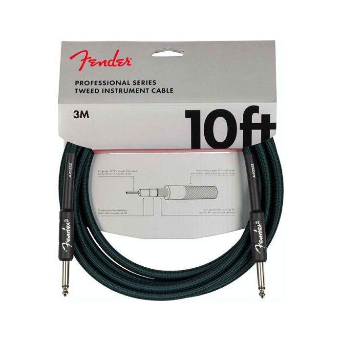 Fender Limited Edition Professional Tweed instrument cable, 10ft, sherwood green