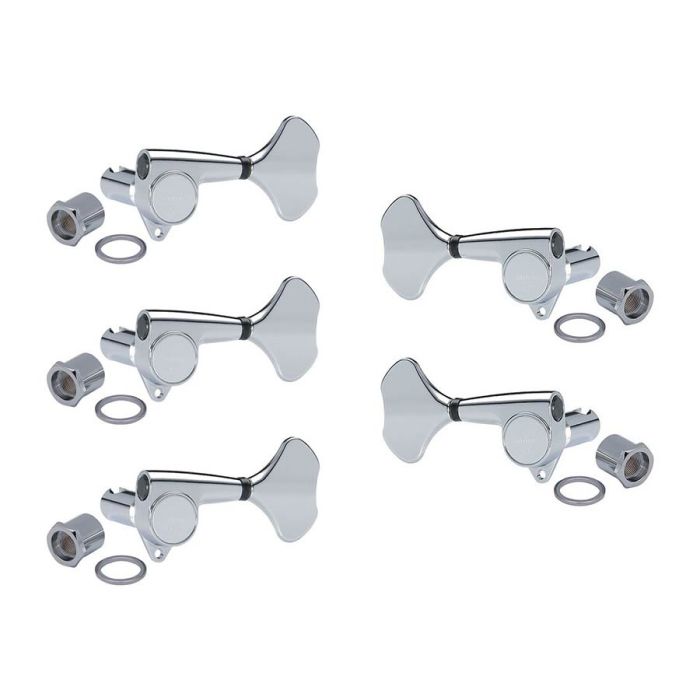 Gotoh machine heads for bass guitar, 5-string, 3x left en right, chrome