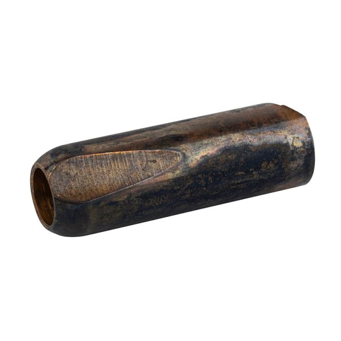 The Rock Slide aged brass Minnie Marks signature slide, hybrid balltip/open end, extra small