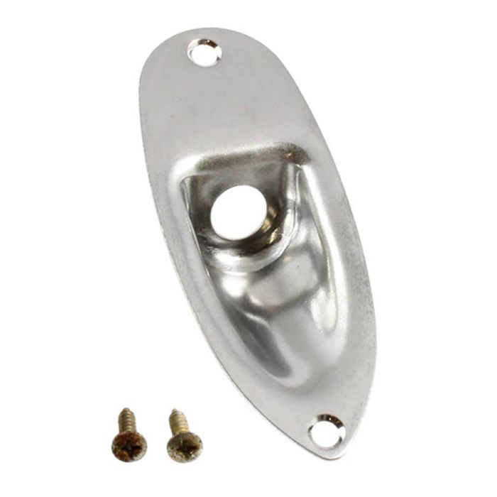 Allparts jackplate for Strat, with mounting screws, aged chrome