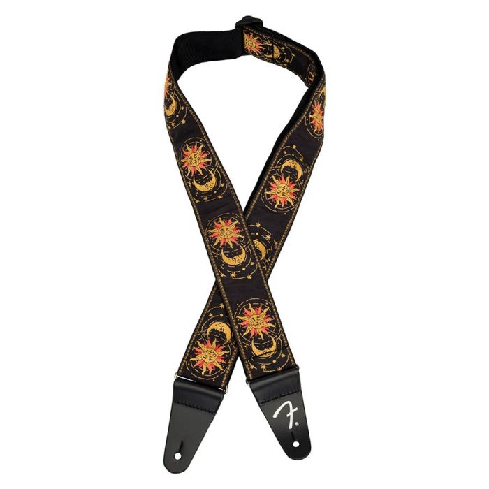 Fender American Vintage II woven guitar strap, sun & moon design, three-tone sunburst