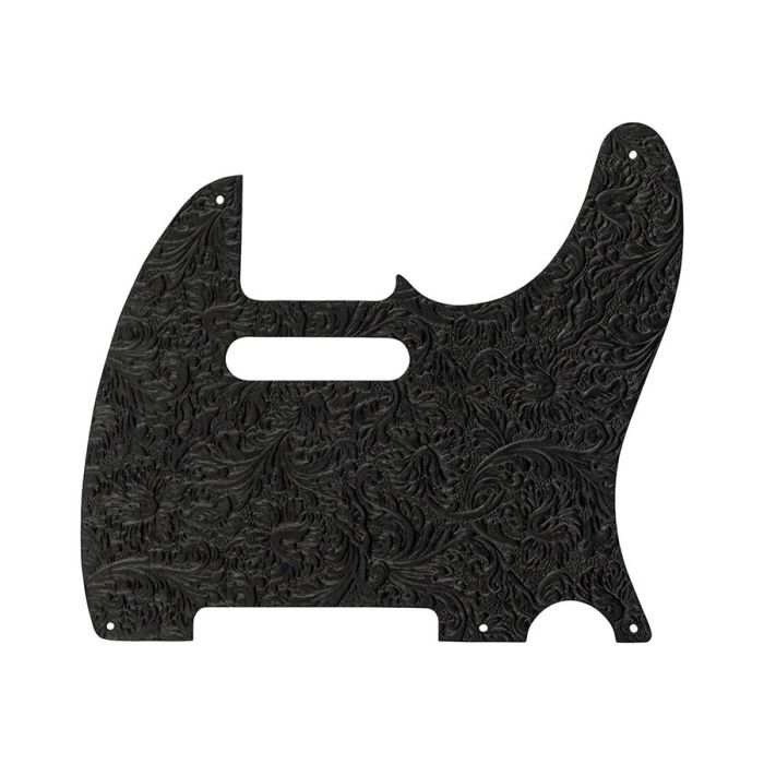 Fender Waylon Jennings embossed leather pickguard, 5 screw holes for '50s Tele, black