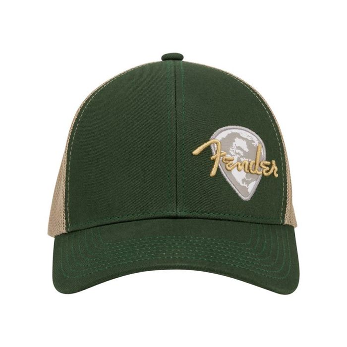 Fender Clothing Headwear globe pick patch hat, green khaki