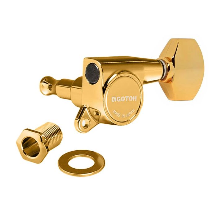 Gotoh machine heads for guitar, 3x left en right, ratio 1:16, mini 07-style button, gold