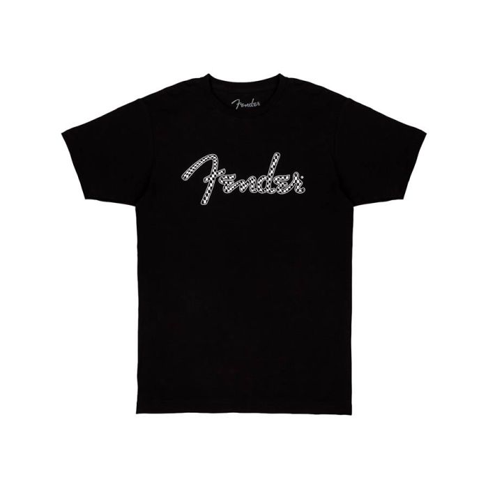 Fender Clothing T-Shirts spaghetti wavy checker logo t-shirt, black, XXL