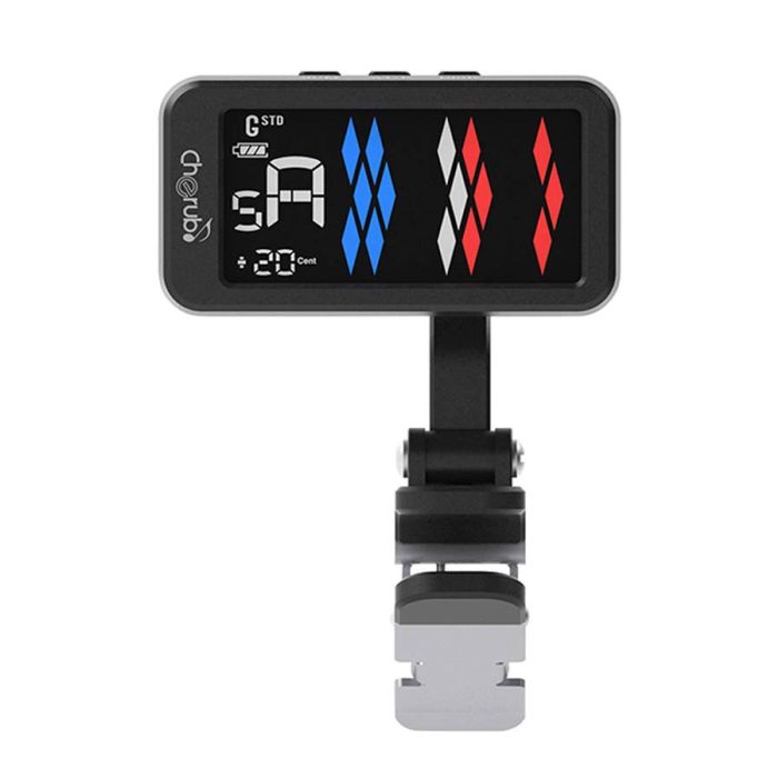 Cherub chromatic clip tuner, with multi color display, standard and compensated tuning, Li-ion battery