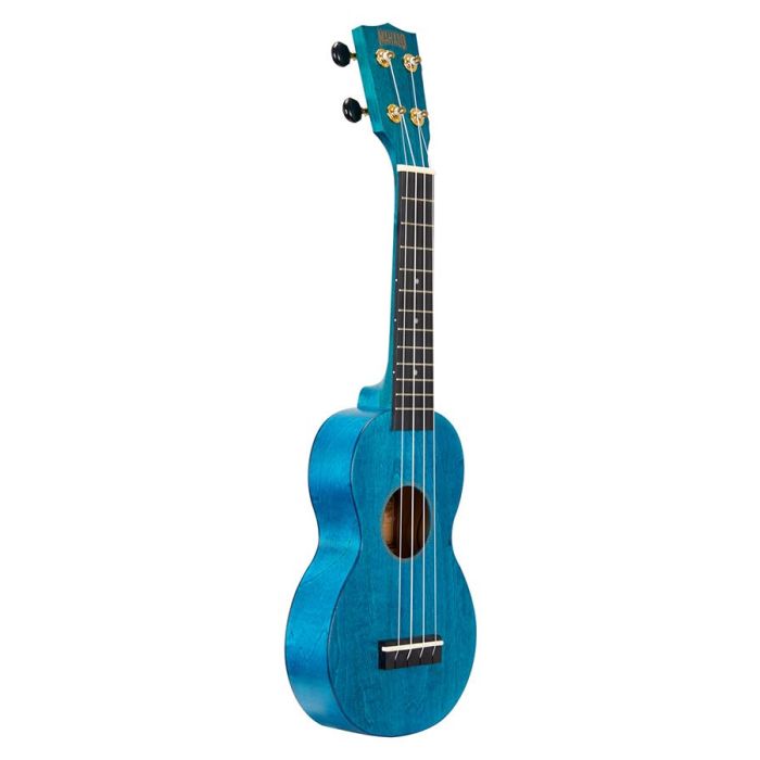 Mahalo Slimline Series soprano ukulele, transparent blue, with bag