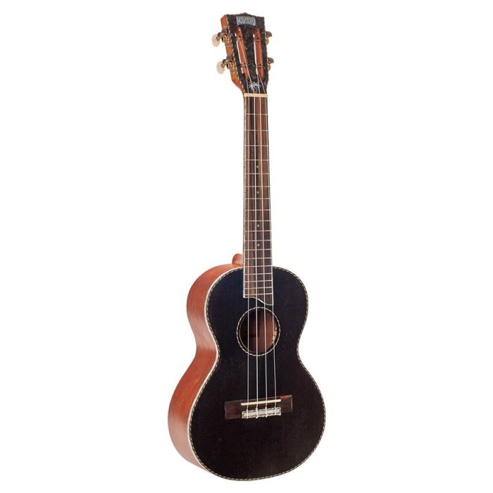 Mahalo Pearl Series solid top tenor ukulele, black, with bag