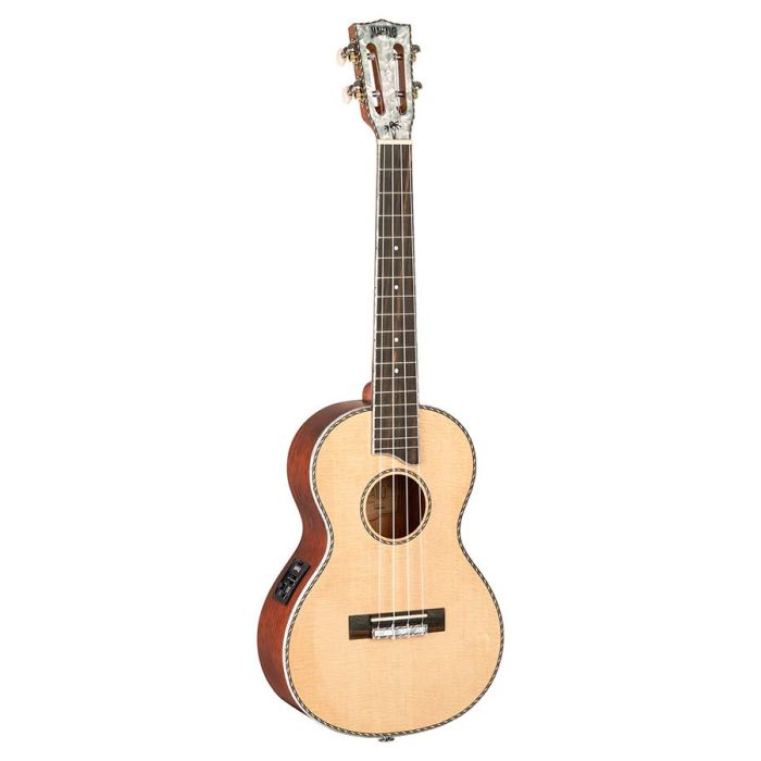 Mahalo Pearl Series solid top baritone ukulele, with MEQ2 9v preamp, natural, with bag