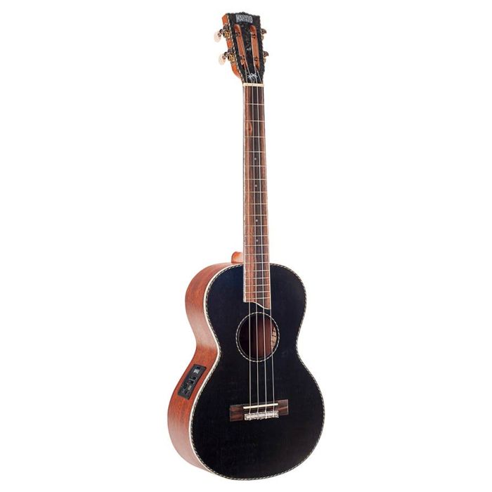 Mahalo Pearl Series solid top baritone ukulele, with MEQ2 9v preamp, black, with bag