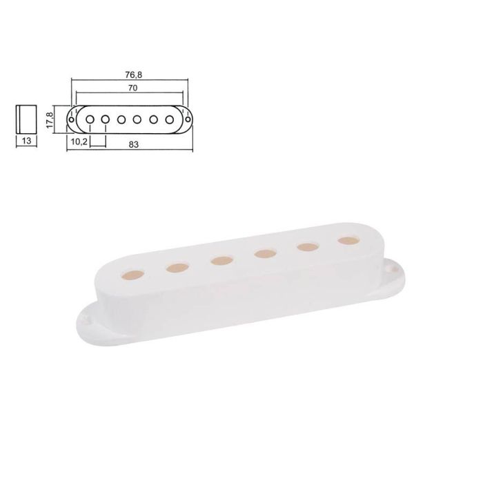 Boston pickup cover, Stallion model single coil, 83,0-70,0x17,8x18,0mm, 3 pcs, white