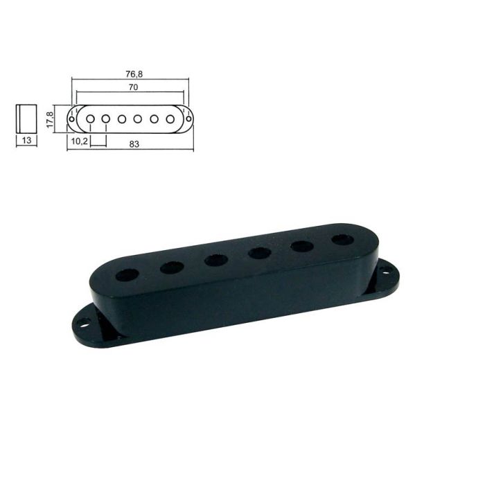 Boston pickup cover, Stallion model single coil, 83,0-70,0x17,8x18,0mm, 3 pcs, black