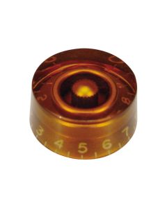 Boston speed knob (hatbox), for inch type pot shaft, transparent amber