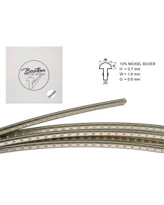 Boston fretdraad, 5 m., 12% nickel silver, h=0,7 w=1,6 g=0,6mm, alternatief voor 6300