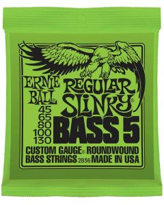 Ernie Ball snarenset 5-snarige basgitaar,   roundwound longscale, regular slinky, 045-065-080-100-130