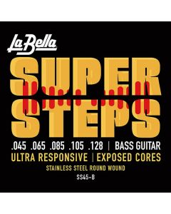 La Bella Super Steps snarenset basgitaar 5-snarig, stainless steel roundwound, light, 045-065-085-105-128