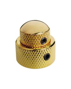 Boston double dome knob, metal, 14x11  19x10mm, with set screws allen type, shaft size 3,0  6,0, gold