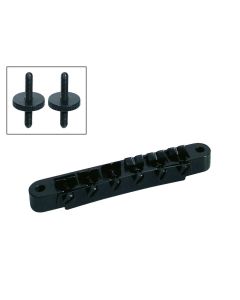 Boston brug voor e-gitaar, "tune'o matic", zwart, stud spacing 74,0mm, stud diam 4,0mm