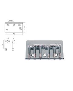 Boston brug-staartstuk, Stallion, pitch 10,8mm, strings mounted in bridge, chroom