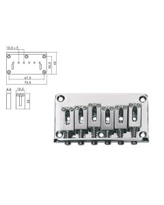 Boston brug-staartstuk, Stallion, pitch 10,5mm, strings through body, chroom