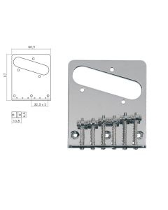 Boston brug-staartstuk, Teaser, grooved saddles, flat plate, strings-in-bridge or through-body, chroom